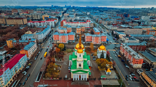 Alexander Nevsky Cathedral in the centre of Izhevsk. A popular landmark in the Udmurt Republic, Russia. The cathedral building in the classicist architectural style
