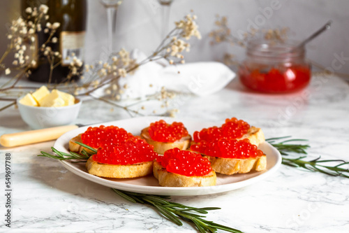 red Caviar sandwich. appetizer ideas 