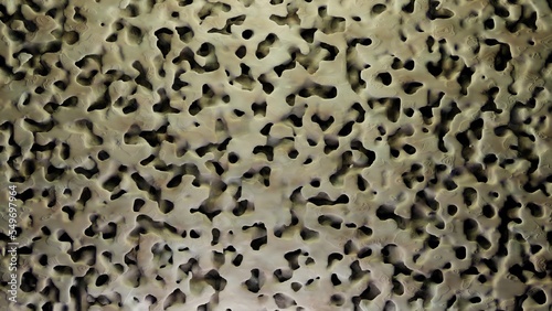 Organic porous material. Bone , nanoporous structures extreme magnification closeup. 3d render illustration photo