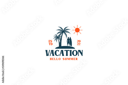 Beach Vacation Logo Design Template