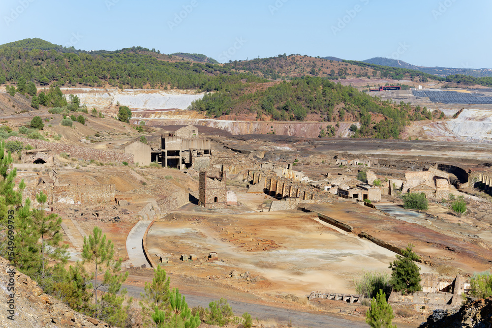 View of Mining activity. Apocalypse scenery. Earth destruction. Disruption of nature.  Extracting natural resources from the Earth to sell on the world market. Ecological disaster.