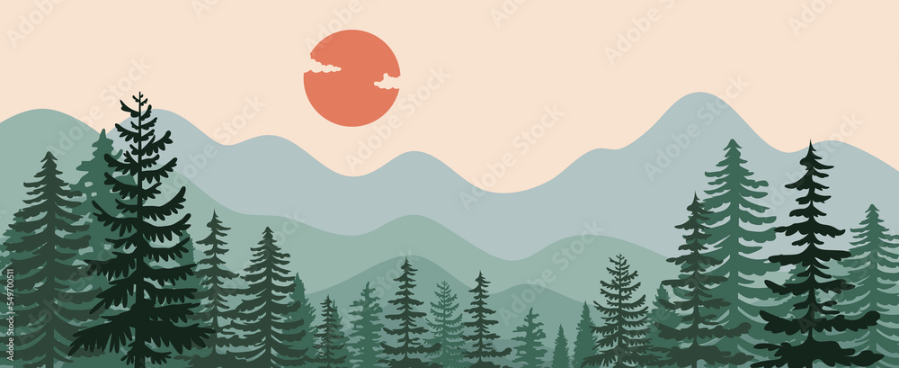 AI generated Japanese Vintage Charm Drawing Wallpaper Featuring a Landscape  of Cranes Amidst the Forest, Capturing the Graceful Essence of Nature in a  Classic Japanese Style. 35549667 Stock Photo at Vecteezy