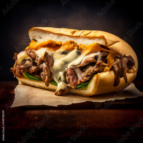 Philly cheesesteak sandwich photo