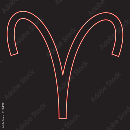 Neon aries symbol red color vector illustration image flat style