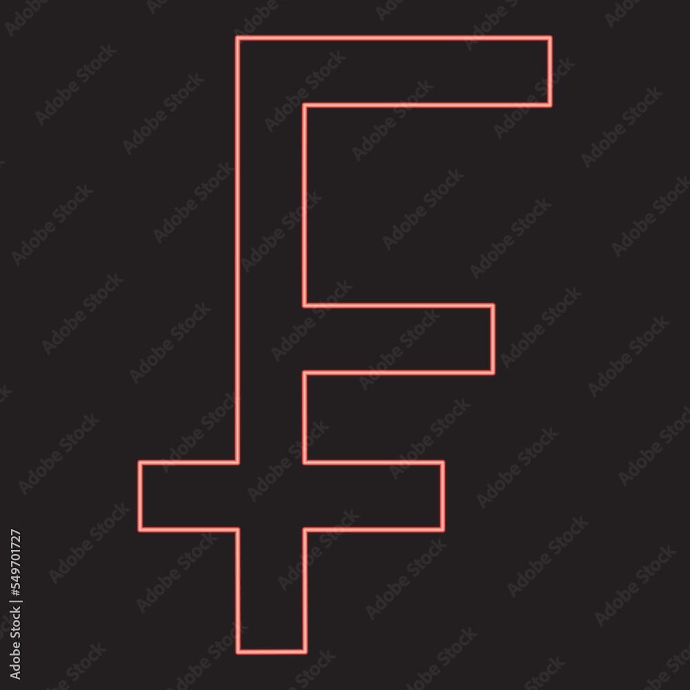 Obraz premium Neon franc symbol red color vector illustration image flat style
