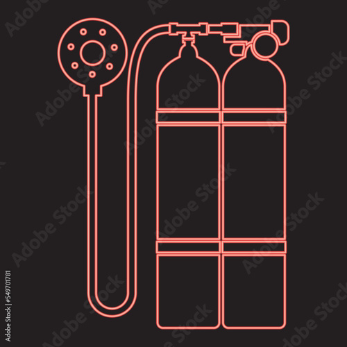 Neon aqualung scuba red color vector illustration image flat style
