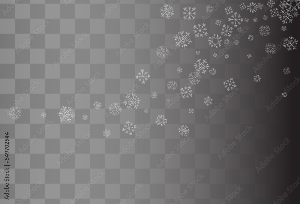 White Snowfall Vector Transparent Background. New