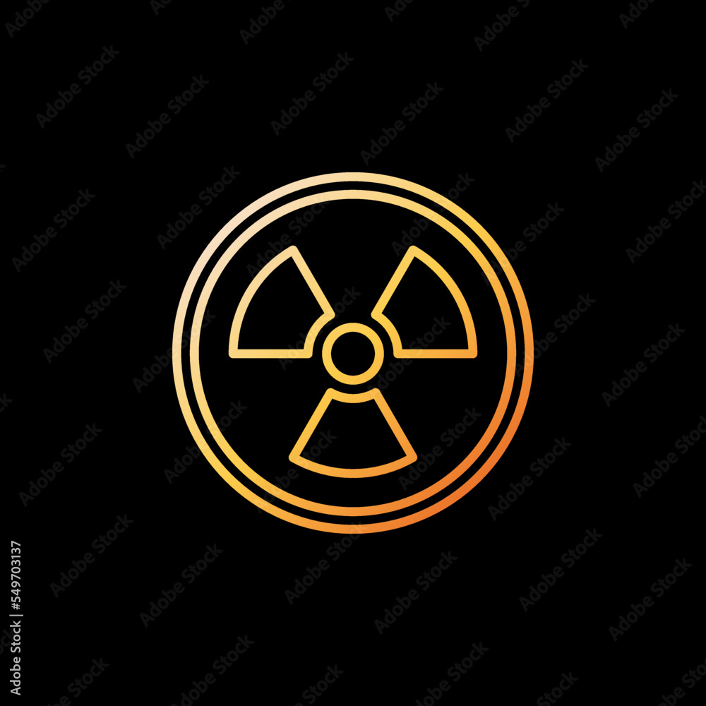 Radiation vector concept round yellow outline icon or sign Radiation vector concept round yellow outline icon or sign