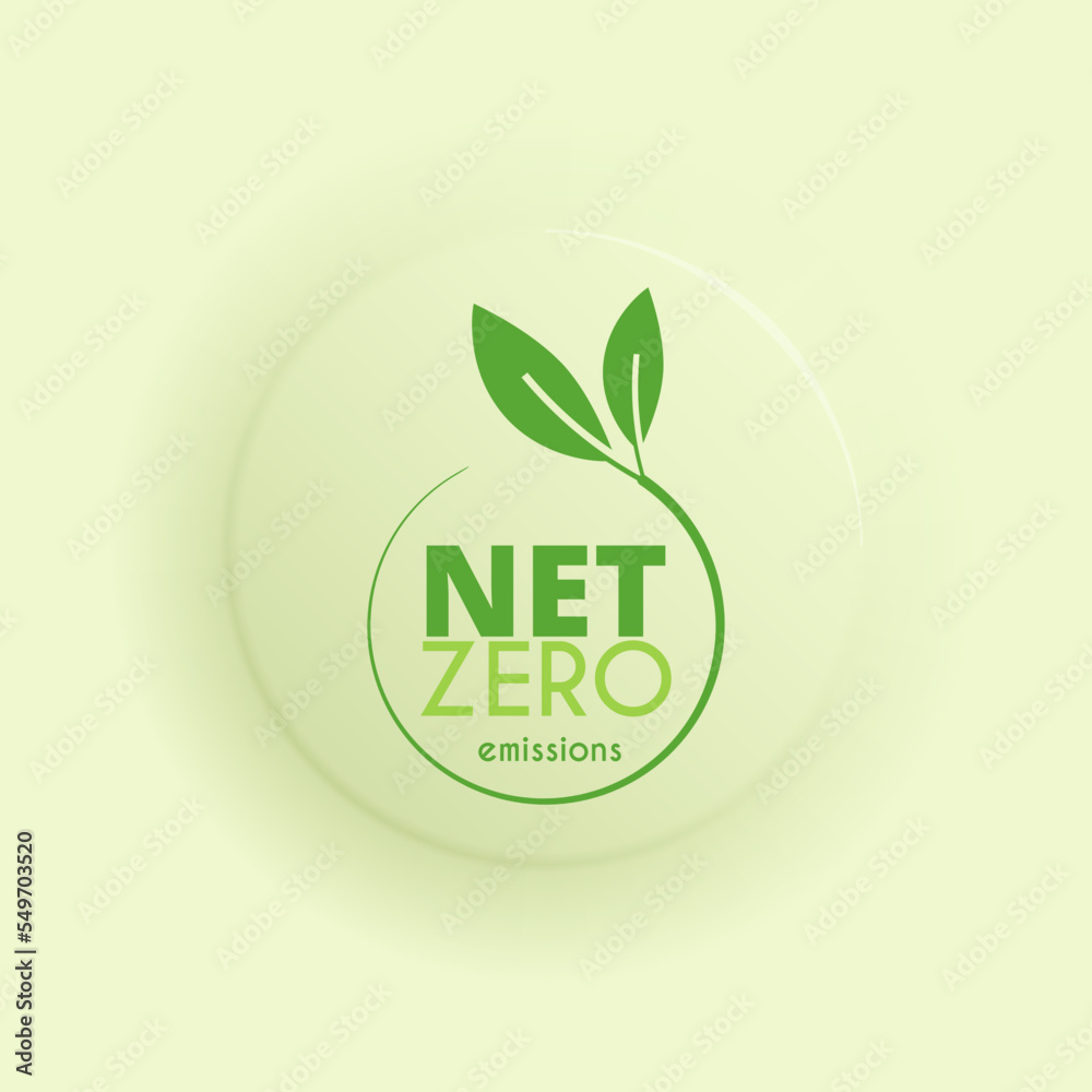 Net Zero emissions banner. CO2 neutral. Ecofriendly template. Carbon