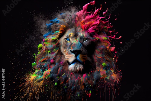 lion in paint splatter // got total: 20