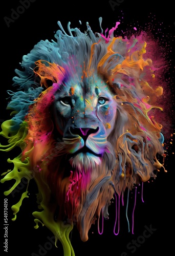 lion in paint splatter // got total: 20