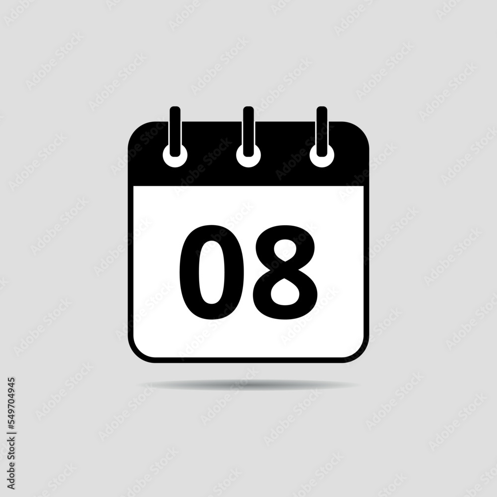Simple flat icon of specific day calendar, appointment date set 08. Simple flat icon of specific day calendar, appointment date set 08.