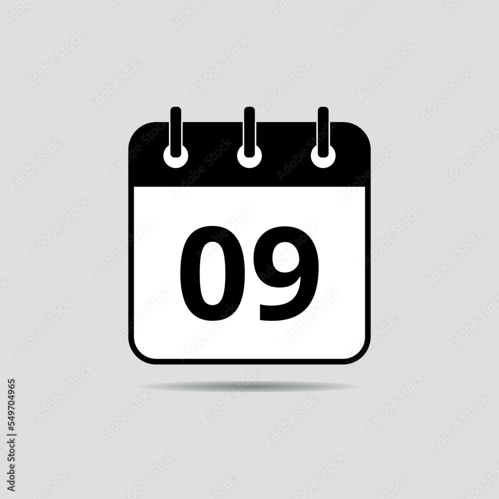 Simple flat icon of specific day calendar, appointment date set 09. Simple flat icon of specific day calendar, appointment date set 09.