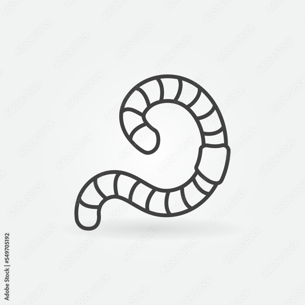 Worm vector Earthworm concept outline icon or symbol Worm vector Earthworm concept outline icon or symbol