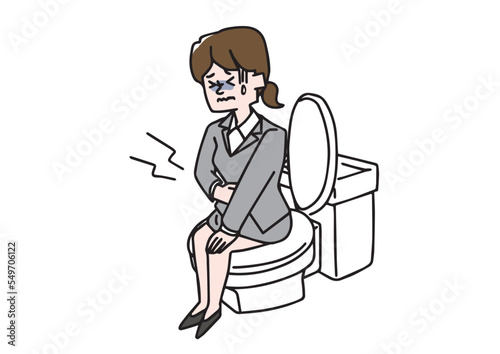 トイレでお腹を壊している女性
