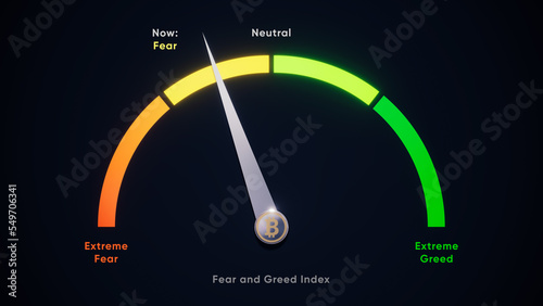 Extreme Greed Global market Index worldwide bitcoin graph speed meter 3d illustration on the black background trade when to buy coin ethereum stock money block chain diagram