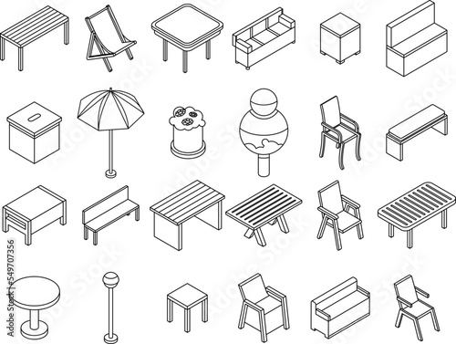 Fotografiet Garden furniture icons set