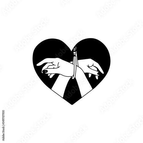 vector illustration of two hands tied to a rope