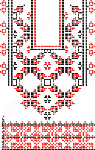 Traditional ornament of Ukrainian scheme for cross-stitching vyshyvanka pixel art vector set