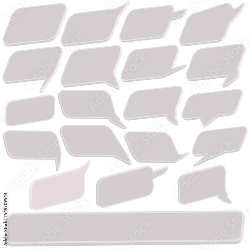 3d chat box illustration for massages, communication. gray and white color. Chat dialogue  text. Modern Realistic 3d. Icon isolated on white background.