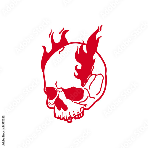vector illustration of a skull with fire