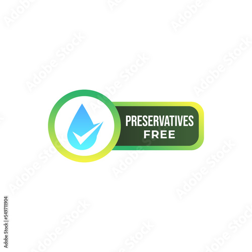 Preservatives no added vector logo. Preservatives free, natural organic food package