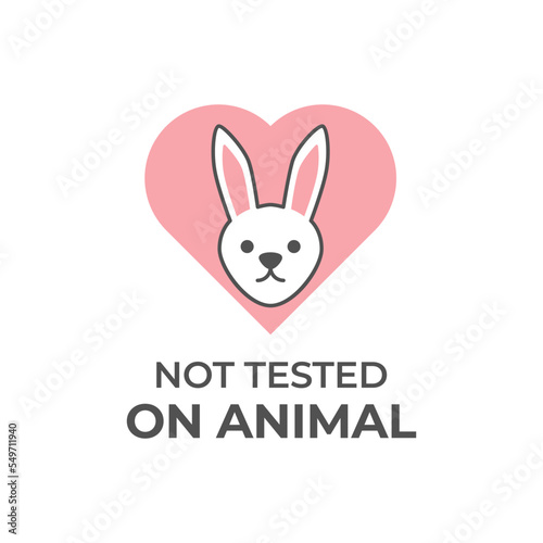 Cruelty free concept logo design with rabbit symbol. Not tested on animals icon. Vector illustration. © fahmi