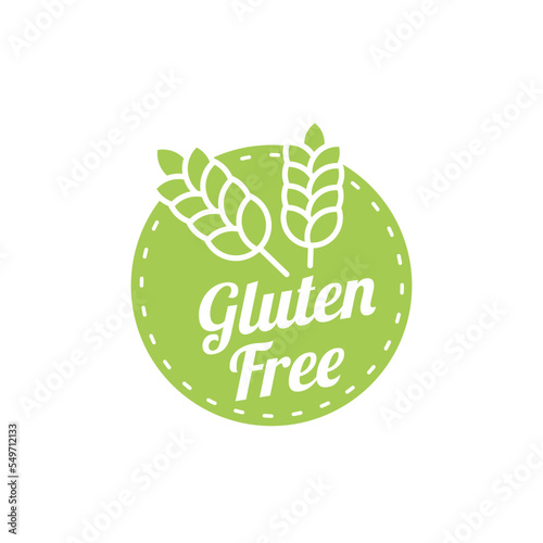 Gluten free logo label vector. No wheat symbols templates design for gluten free food package or dietetic product nutrition sign