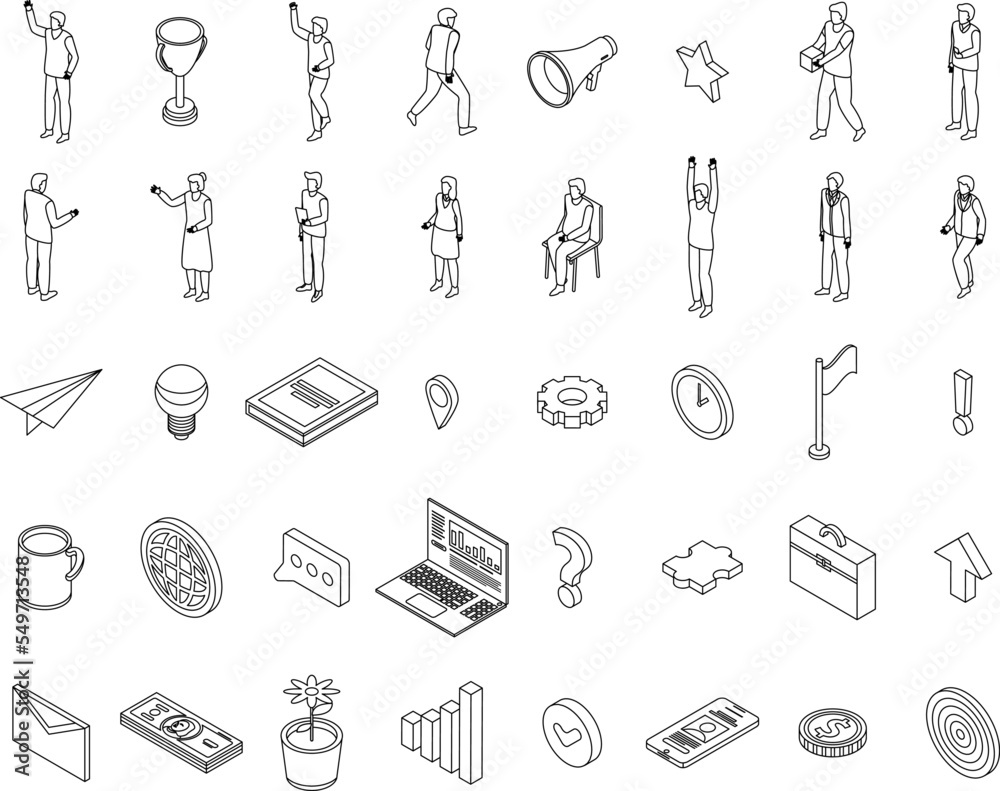 Fototapeta premium Entrepreneur icons set. Isometric set of entrepreneur vector icons outline vector on white background