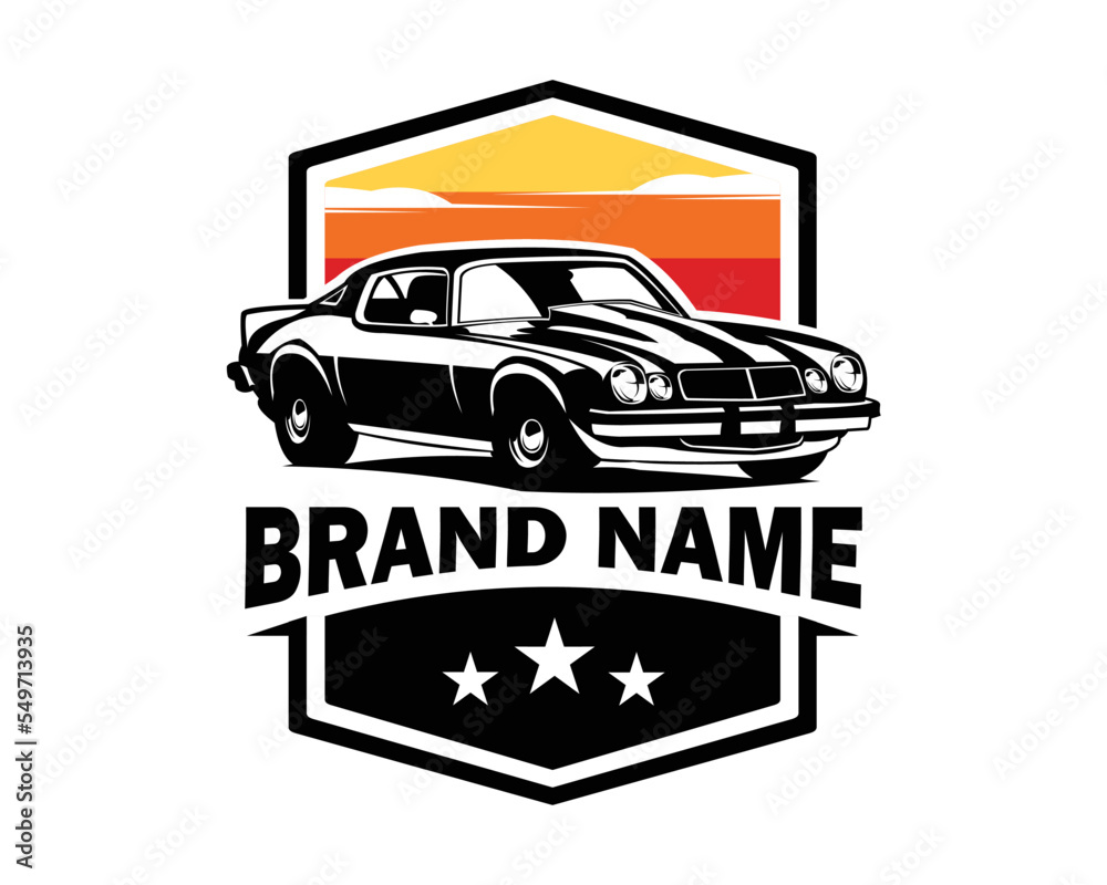 Obraz premium Chevy camaro logo isolated on white background showing from side with amazing view. best for the car industry. vector illustration available in eps 10.