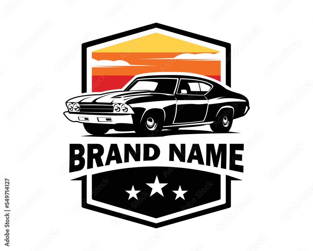 Vetor de Chevy camaro isolated on a white background showing from the side.  best for logo, badge, emblem, icon and for car industry. vector  illustration available in eps 10. do Stock |