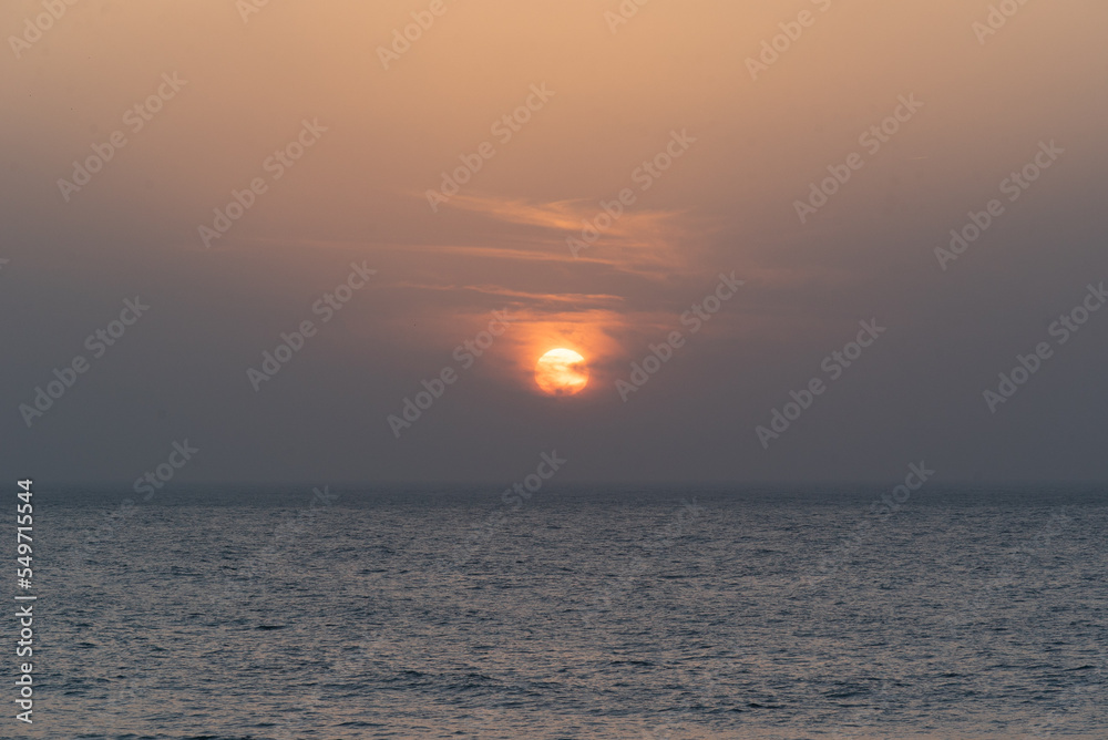 Sunset over the sea. Mindfulness, meditation concept