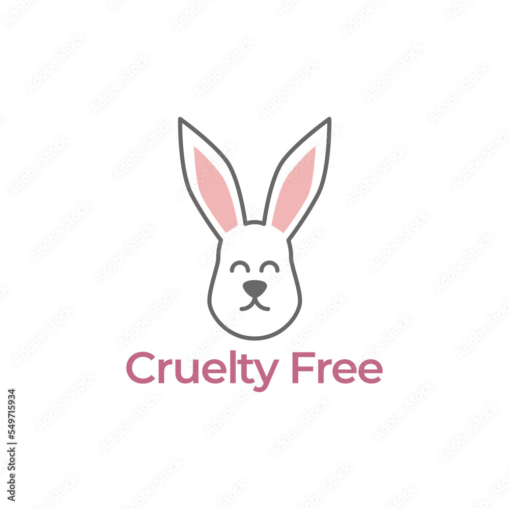 Cruelty free concept logo design with rabbit symbol. Not tested on animals icon. Vector illustration. Cruelty free concept logo design with rabbit symbol. Not tested on animals icon. Vector illustration.