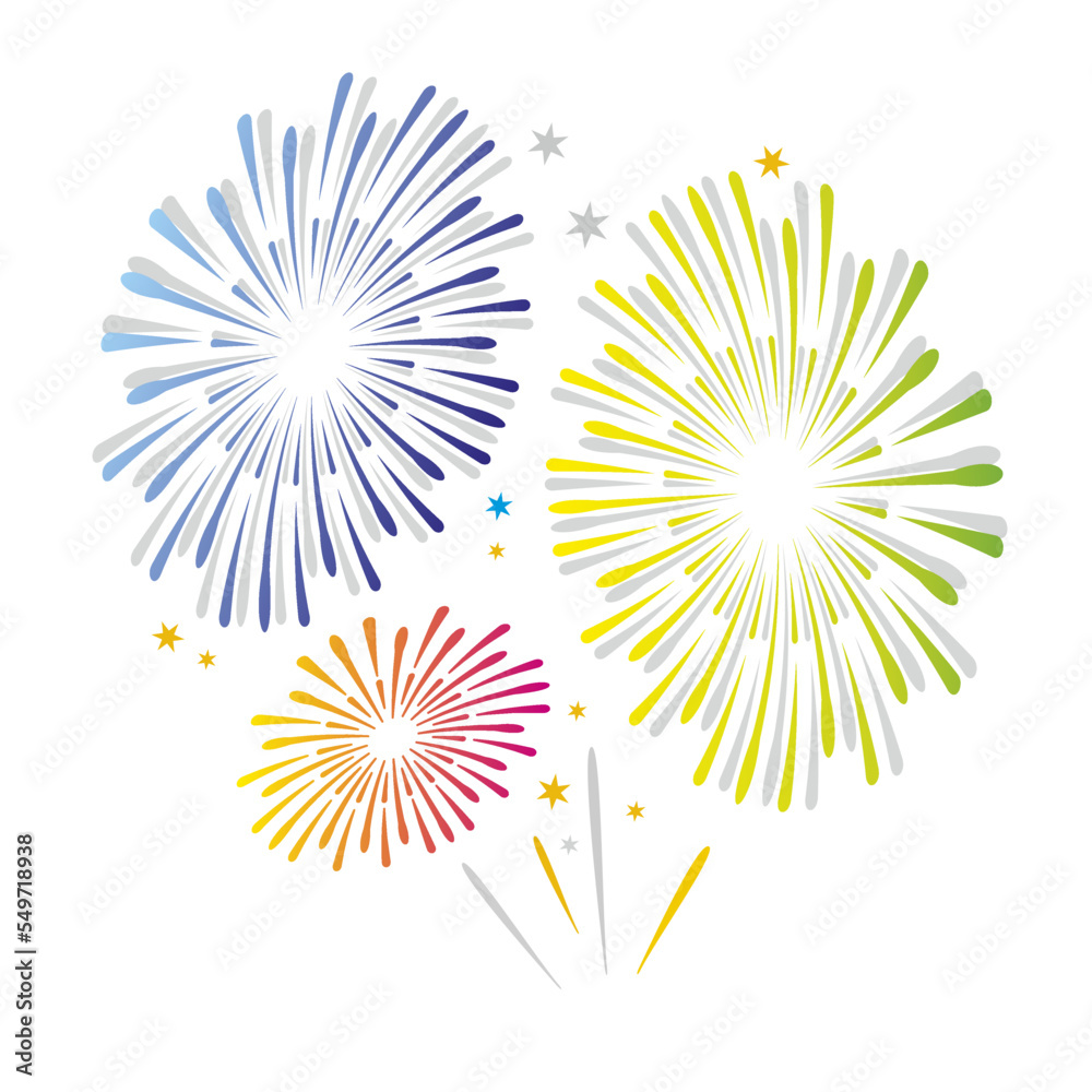 Fireworks on a white background, can be used for celebrations and New Year events. Vector graphic. Fireworks on a white background, can be used for celebrations and New Year events. Vector graphic.