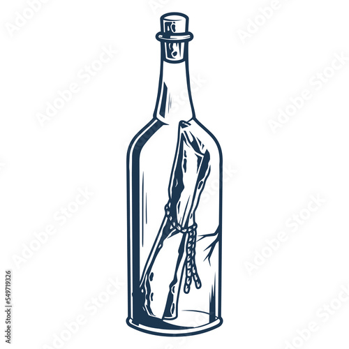Bottle with letter monochrome emblem