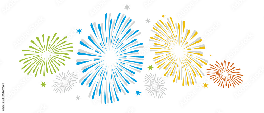 Fireworks on a white background, can be used for celebrations and New Year events. Vector graphic. Fireworks on a white background, can be used for celebrations and New Year events. Vector graphic.