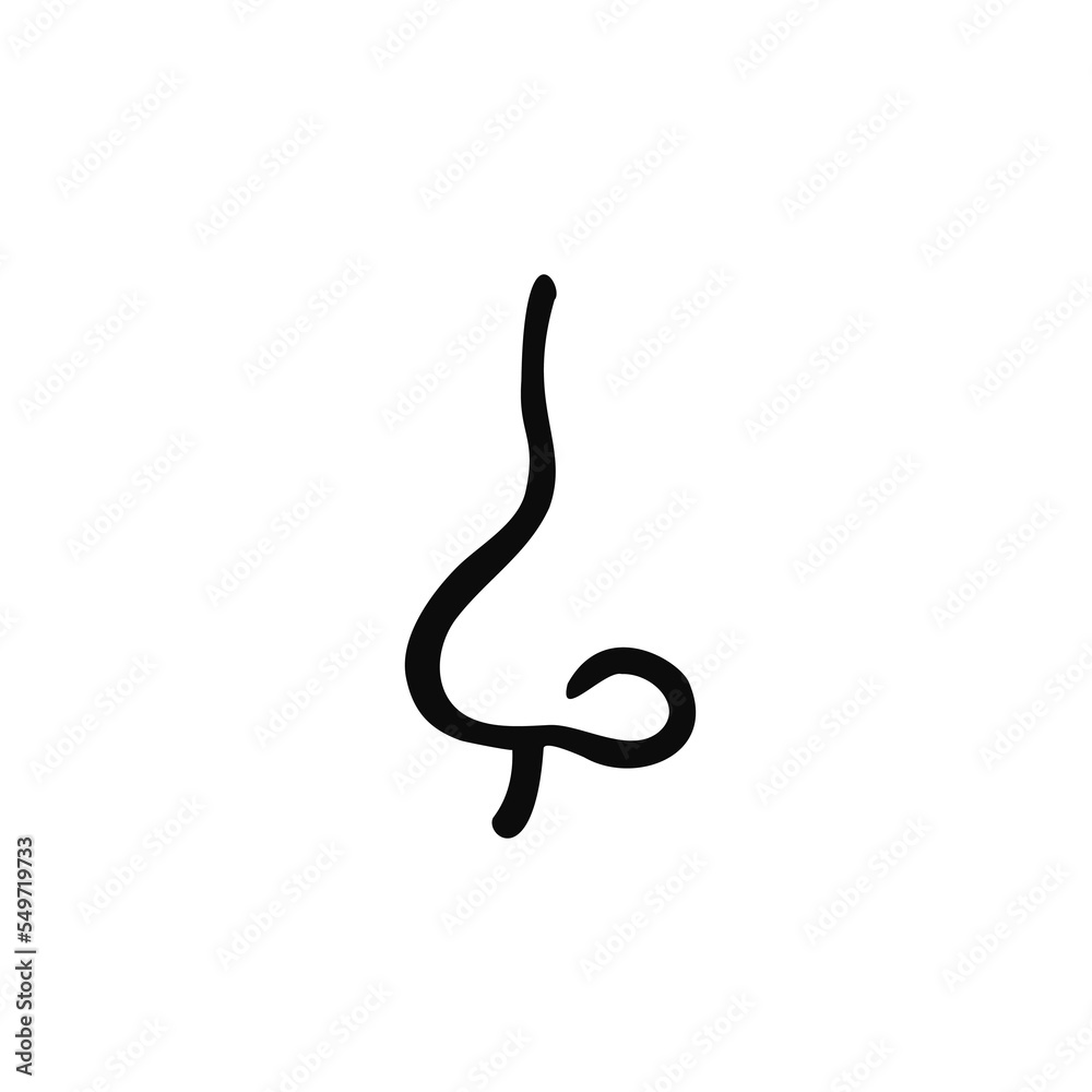 Fototapeta premium big rounded human nose in profile in doodle style - hand drawn vector drawing