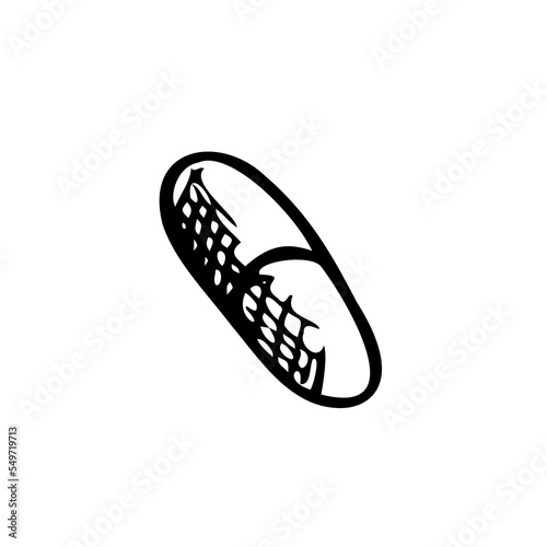 capsule hatched shadow in doodle style - hand drawn vector drawing. treatment concept