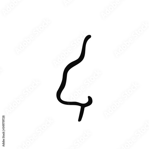 human nose with a hump in profile in doodle style - hand drawn vector drawing
