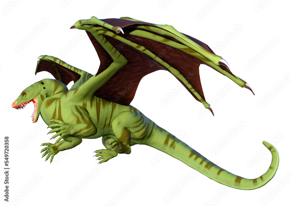 Fototapeta premium 3D Rendering Fairy Tale Dragon on White