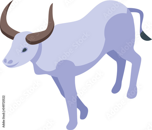 White buffalo icon isometric vector. American bison. Animal indian