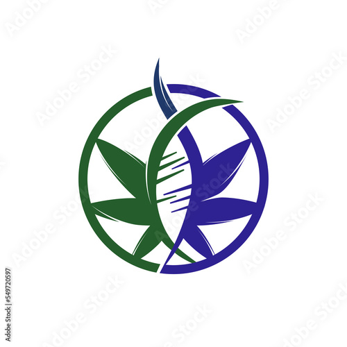 Cannabis and DNA vector logo design isolated on transparent background.