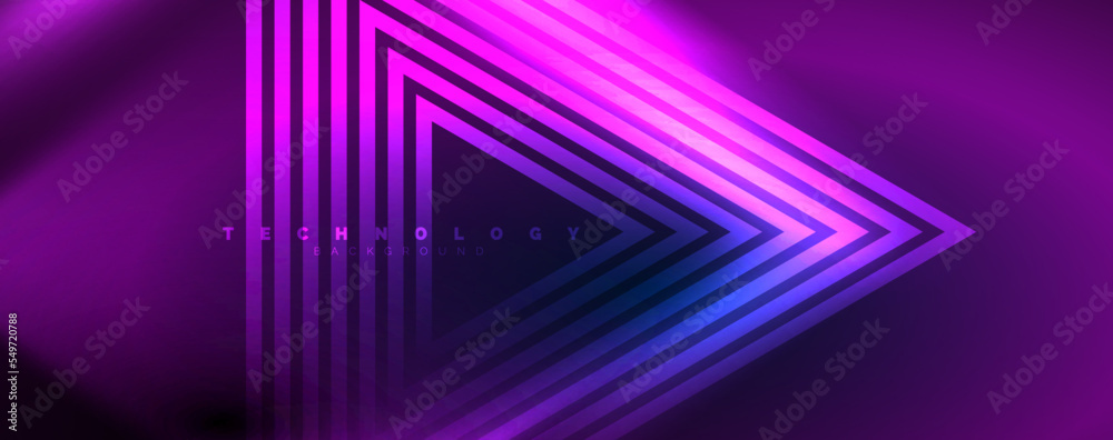 Neon glowing techno lines, hi-tech futuristic abstract background template. Vector illustration for wallpaper, banner, background, leaflet, catalog, cover, flyer Neon glowing techno lines, hi-tech futuristic abstract background template. Vector illustration for wallpaper, banner, background, leaflet, catalog, cover, flyer
