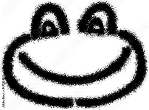 Smiling frog face emoticon graffiti with black spray paint 