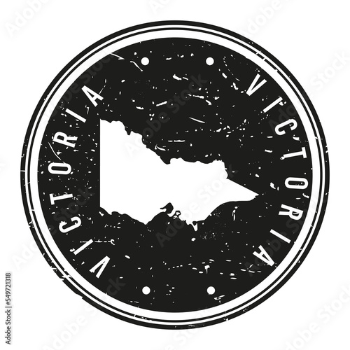 Victoria, Australia Silhouette Postal Passport. Stamp Round Vector Icon Map. Design Travel Postmark.  photo