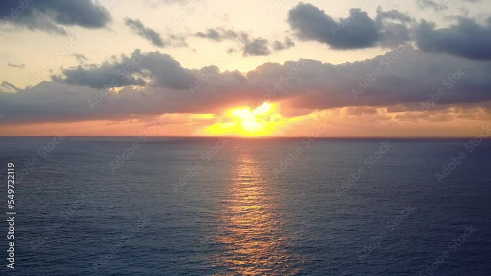A tropical beach sunset aerial. Drone point of view A tropical beach sunset aerial. Drone point of view