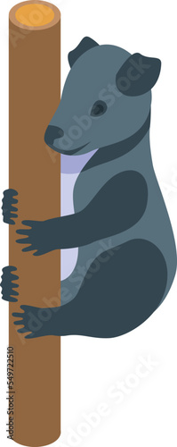 Koala move icon isometric vector. Cute bear. Leaf food
