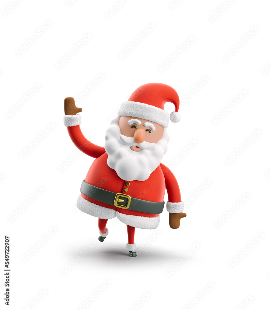 Obraz premium 3d Illustration. Cartoon character Santa Claus. Christmas card. 
