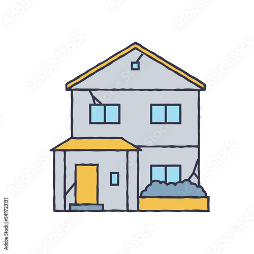 老朽化したシンプルな一軒家のイラスト