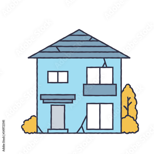 老朽化したシンプルな一軒家のイラスト